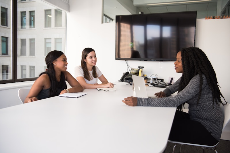 Team members meeting in a bright office