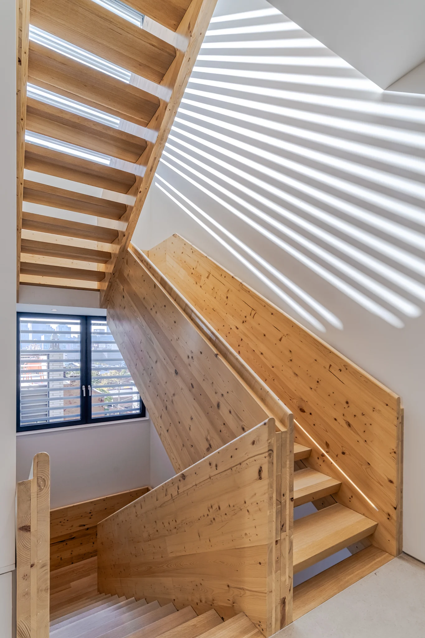 Close view of the timber staircase at 501 Milton