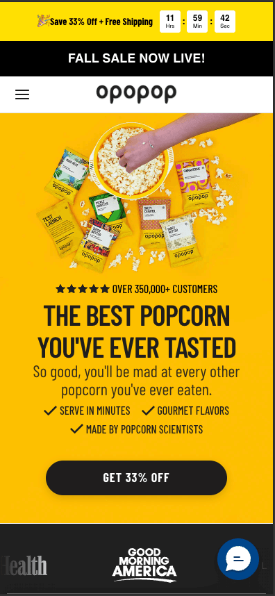 Opopop landing page