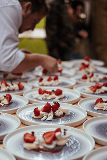 Wedding guests enjoying an elevated dining experience by Copper Events