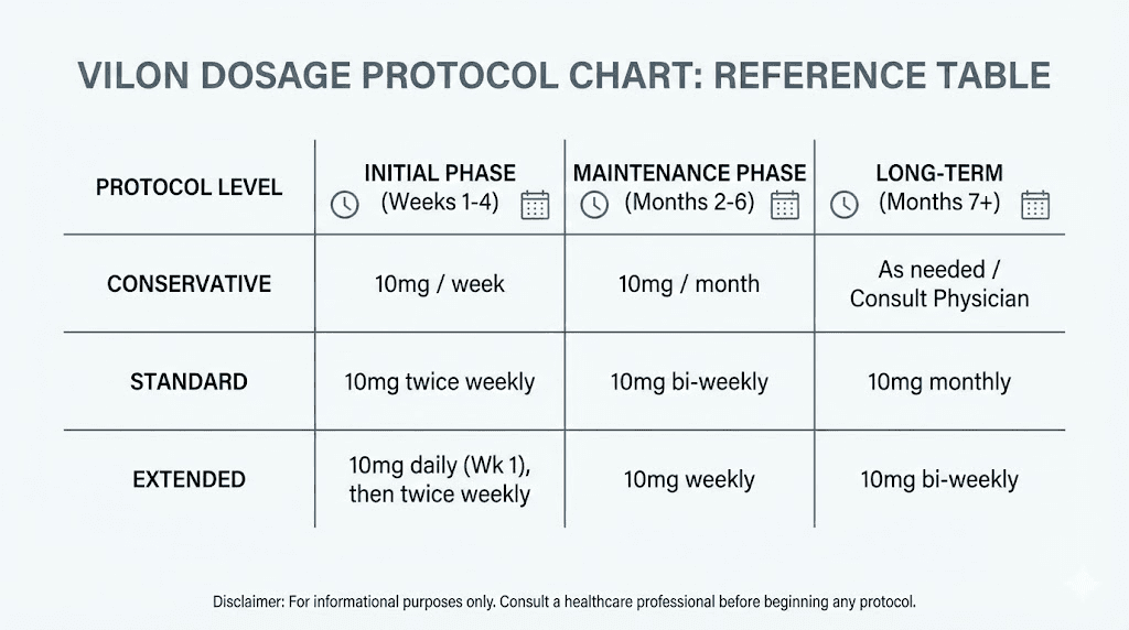Vilon peptide dosage protocol comparison chart