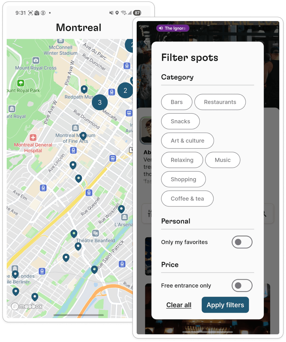 spotted by locals map and filters