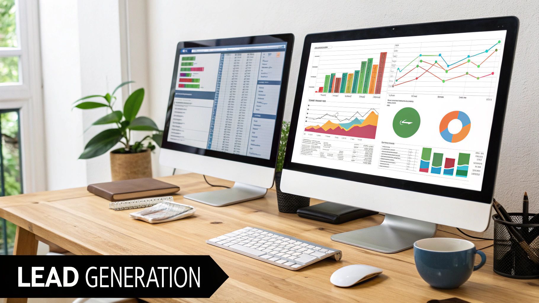 A minimalist chart showing an upward trend line, symbolizing business growth and lead generation from a website.