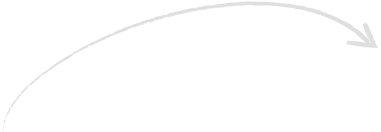 White curved arrow pointing down-left across a teal background.