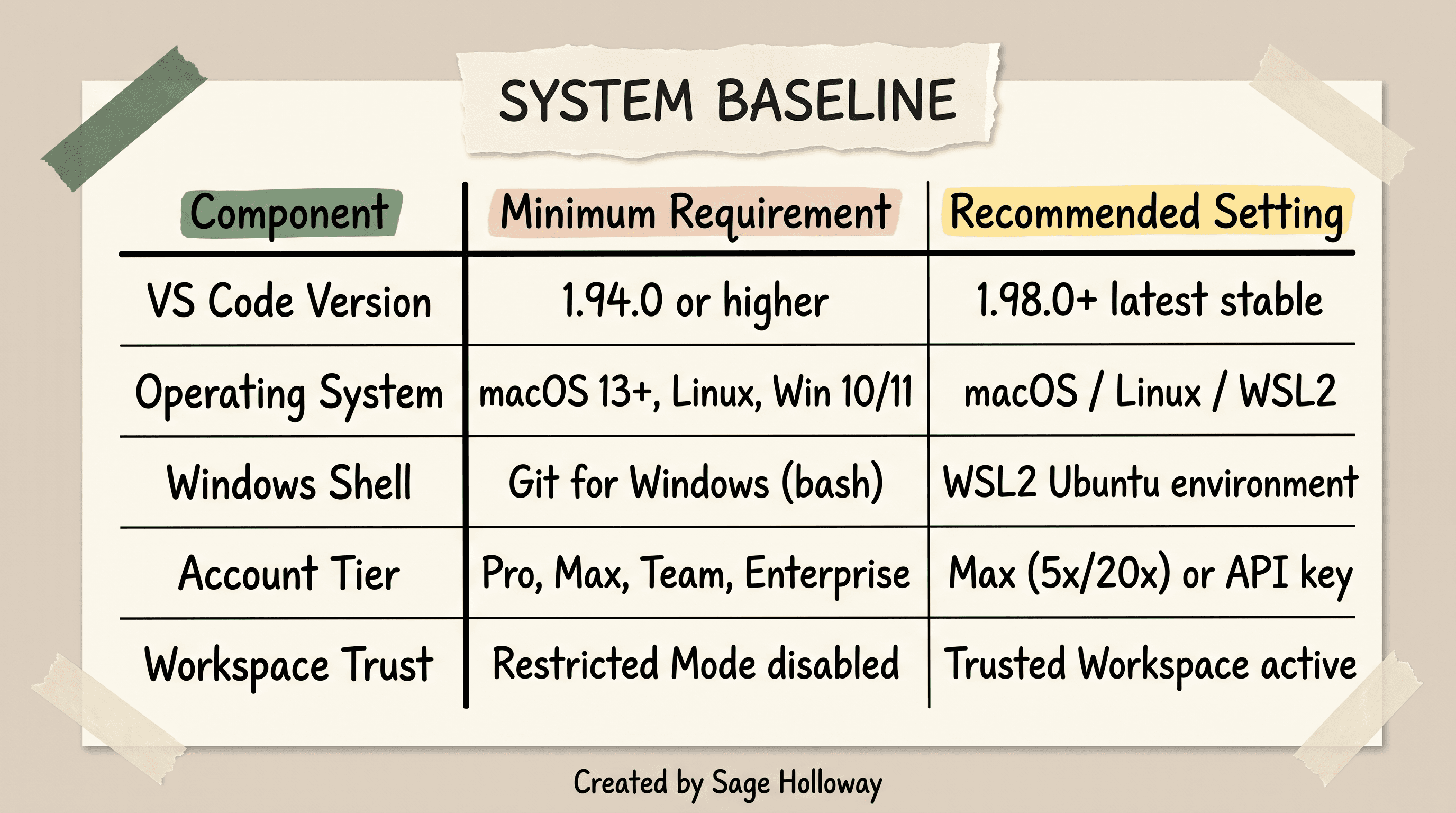 Prerequisites and system compatibility matrix for Claude Code in VS Code