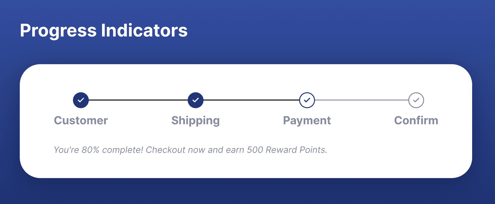 Checkout Progress Indicator Showing Reward Points to Incetivize Journey Completion