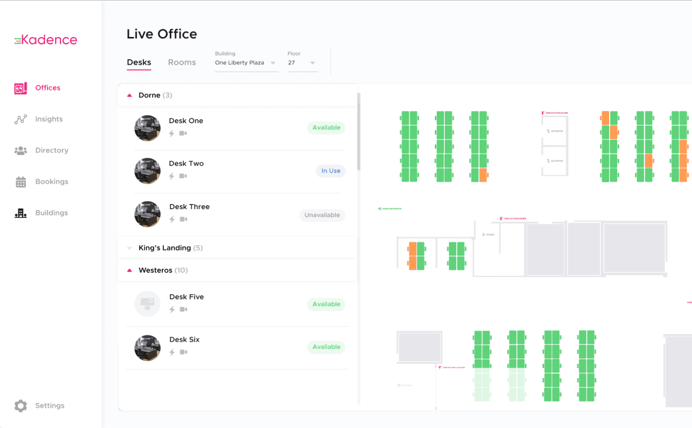Kadence Desk Booking screenshot