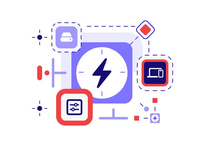 Illustration showing a lightning symbol and icon composition representing Low voltage cabling.