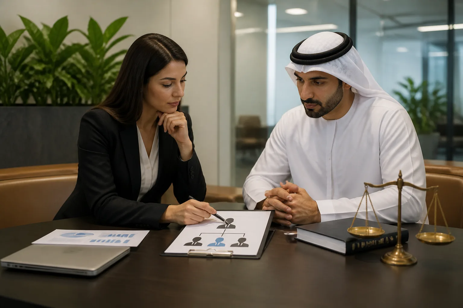 Nominee Structures in the UAE beside a signed corporate agreement with an official stamp and