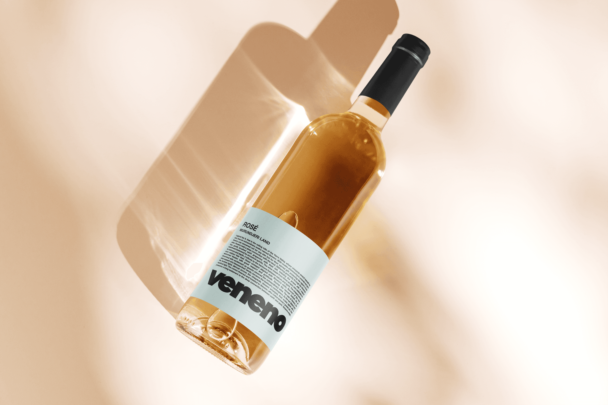 Wine bottle with logo and branding displayed