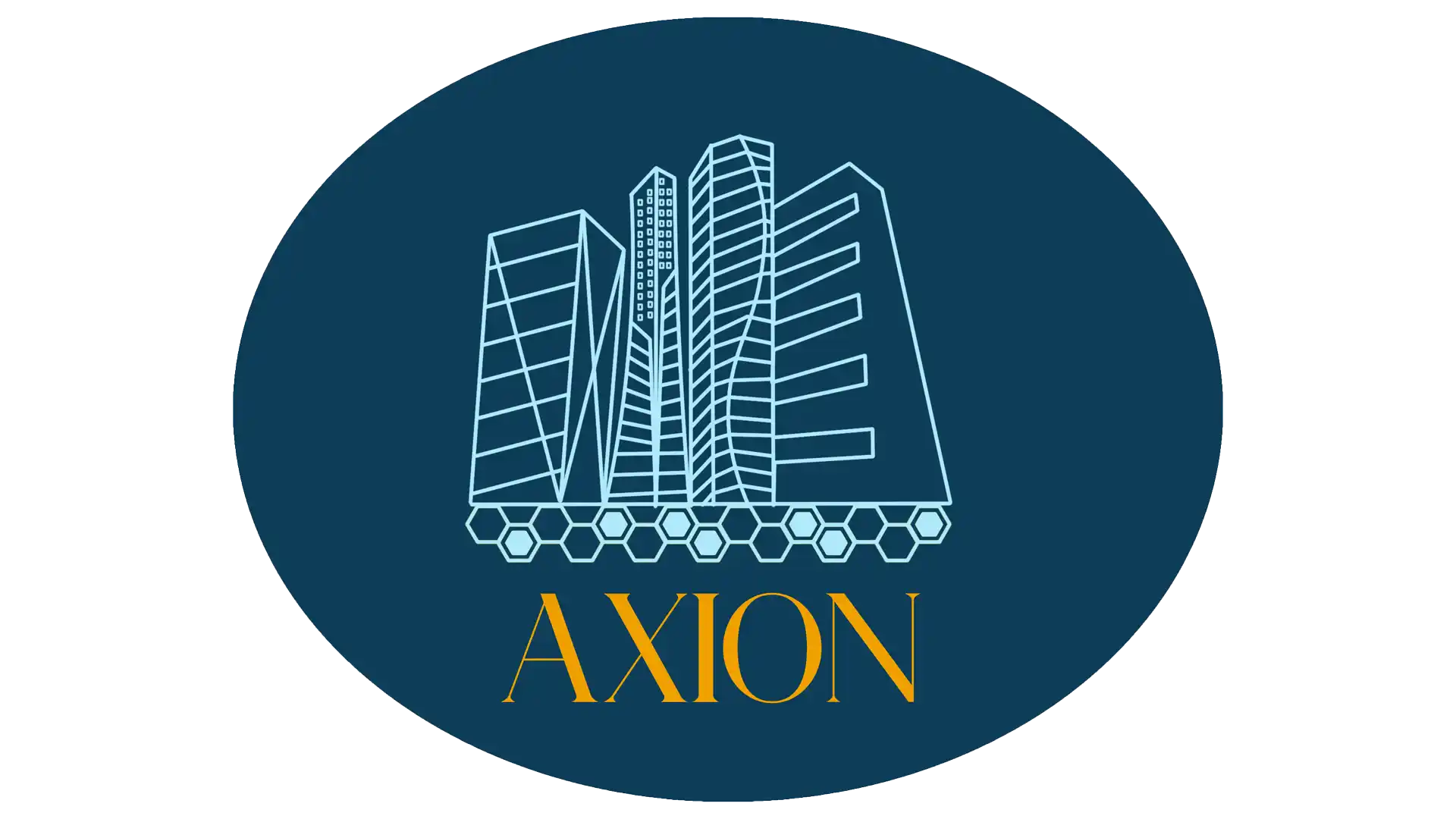 Axion logo with four modern skyscrappers.