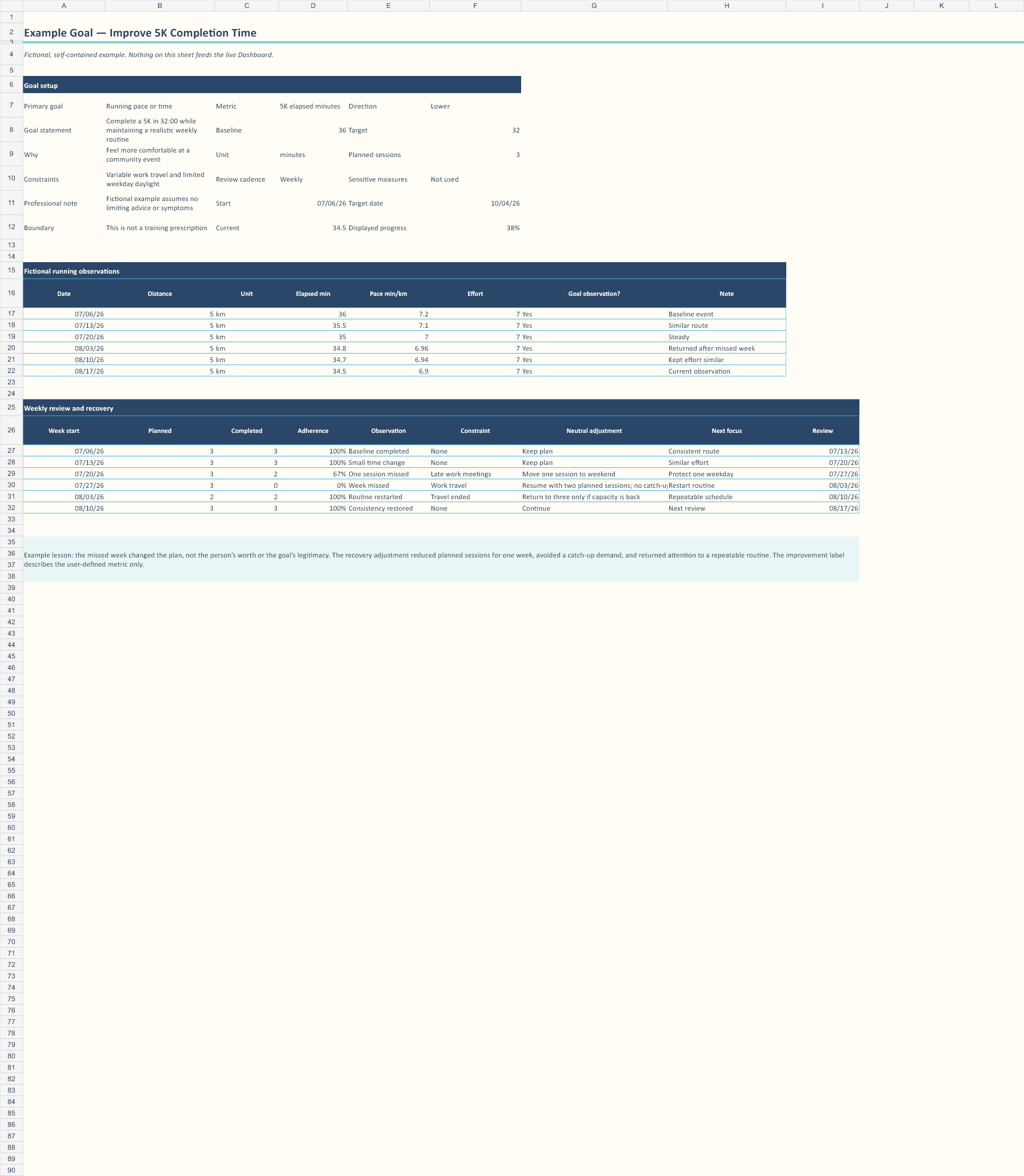Fitness Example Goal product preview