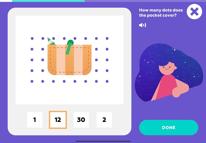 Area estimation: guess how many dots are covered by the pocket