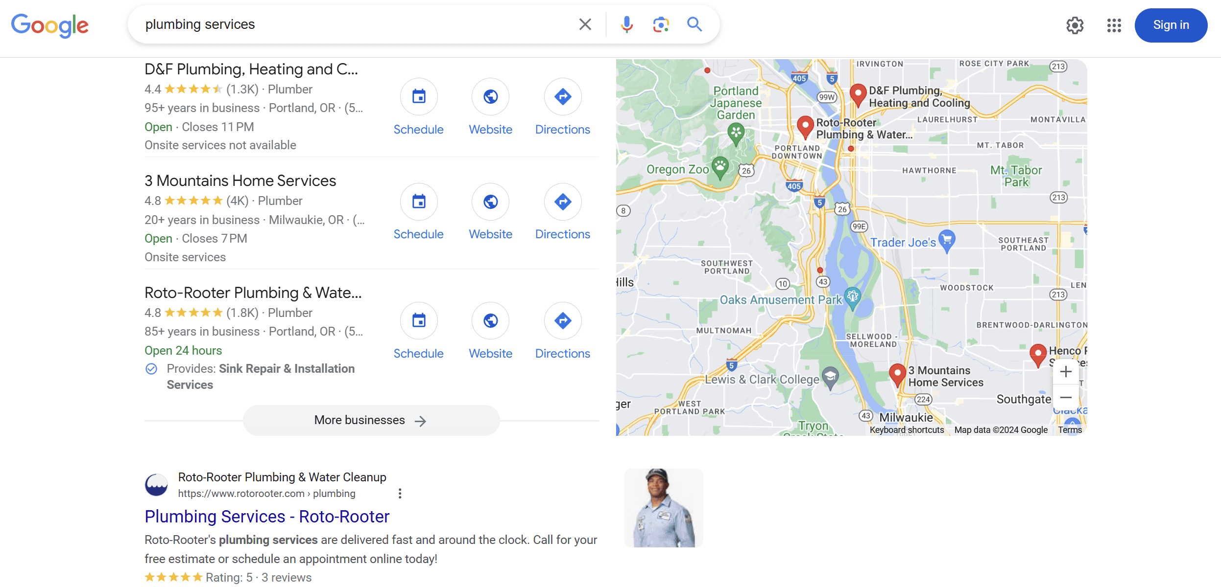 target keyword plumbing services