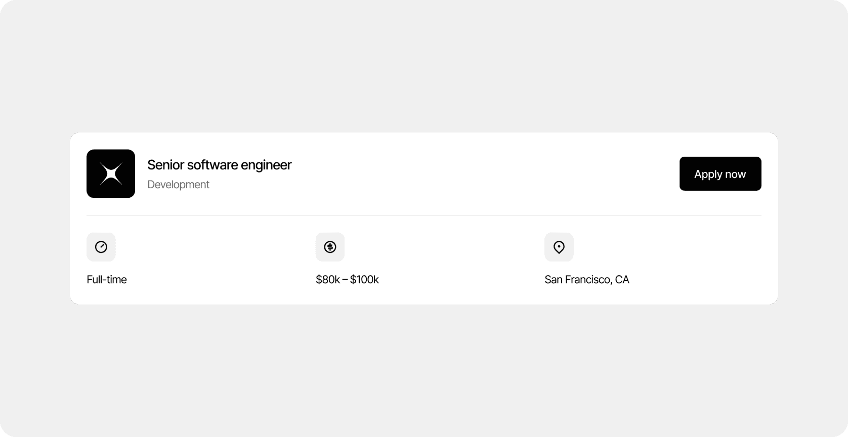 Job listing card for Senior Software Engineer position