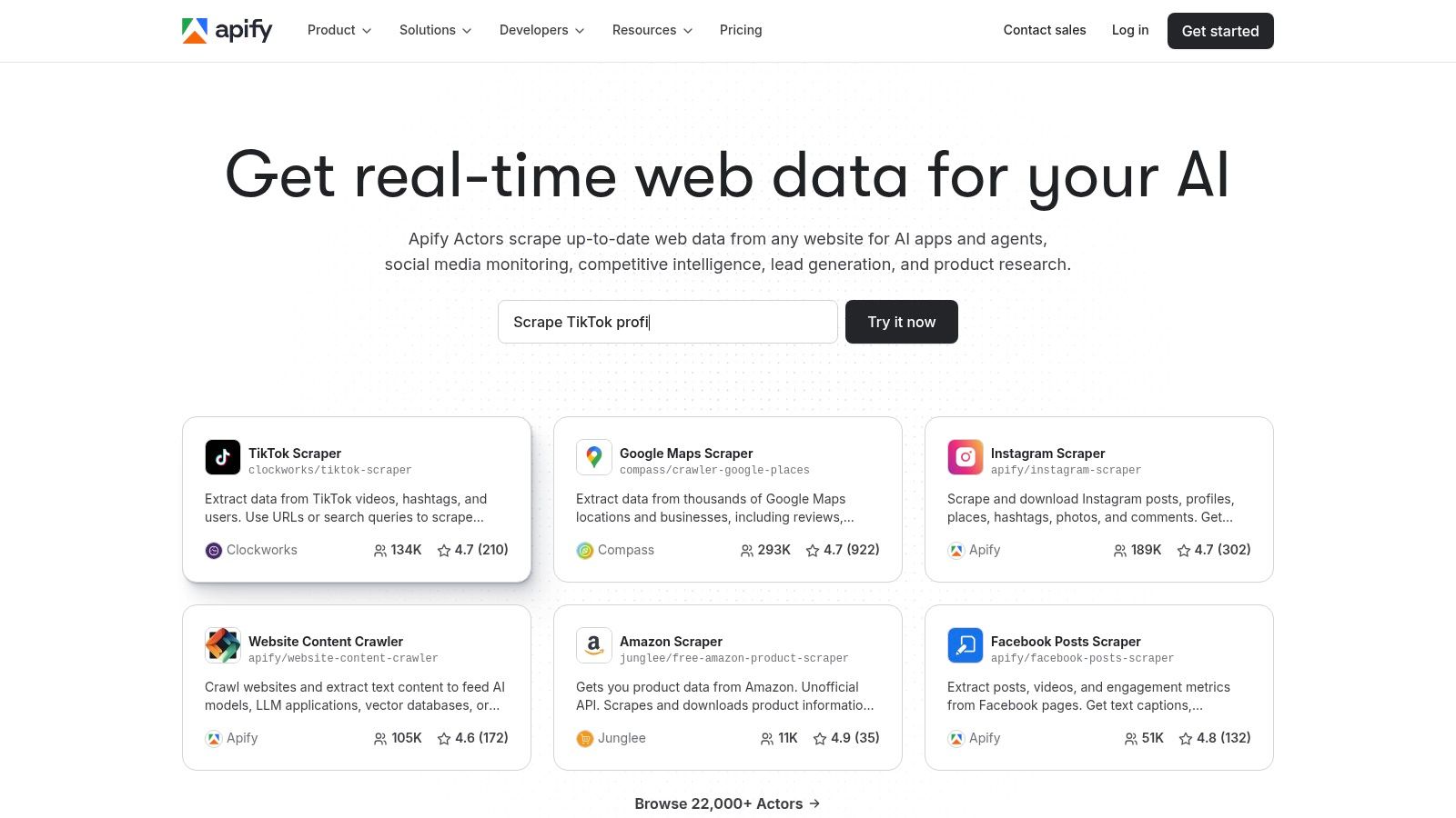 Apify Actors marketplace for data collection
