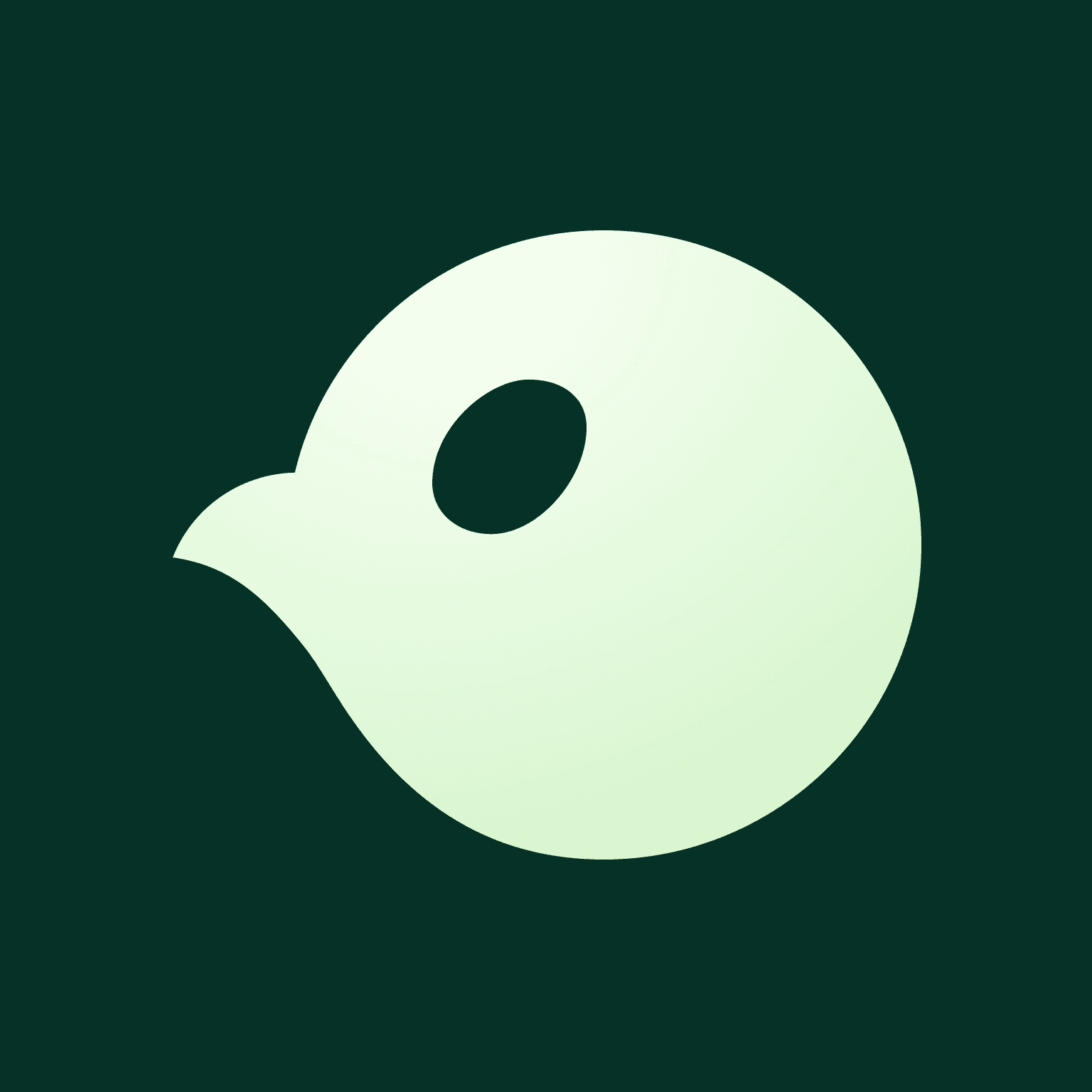 A simple, stylized bird icon in light green against a dark green background.