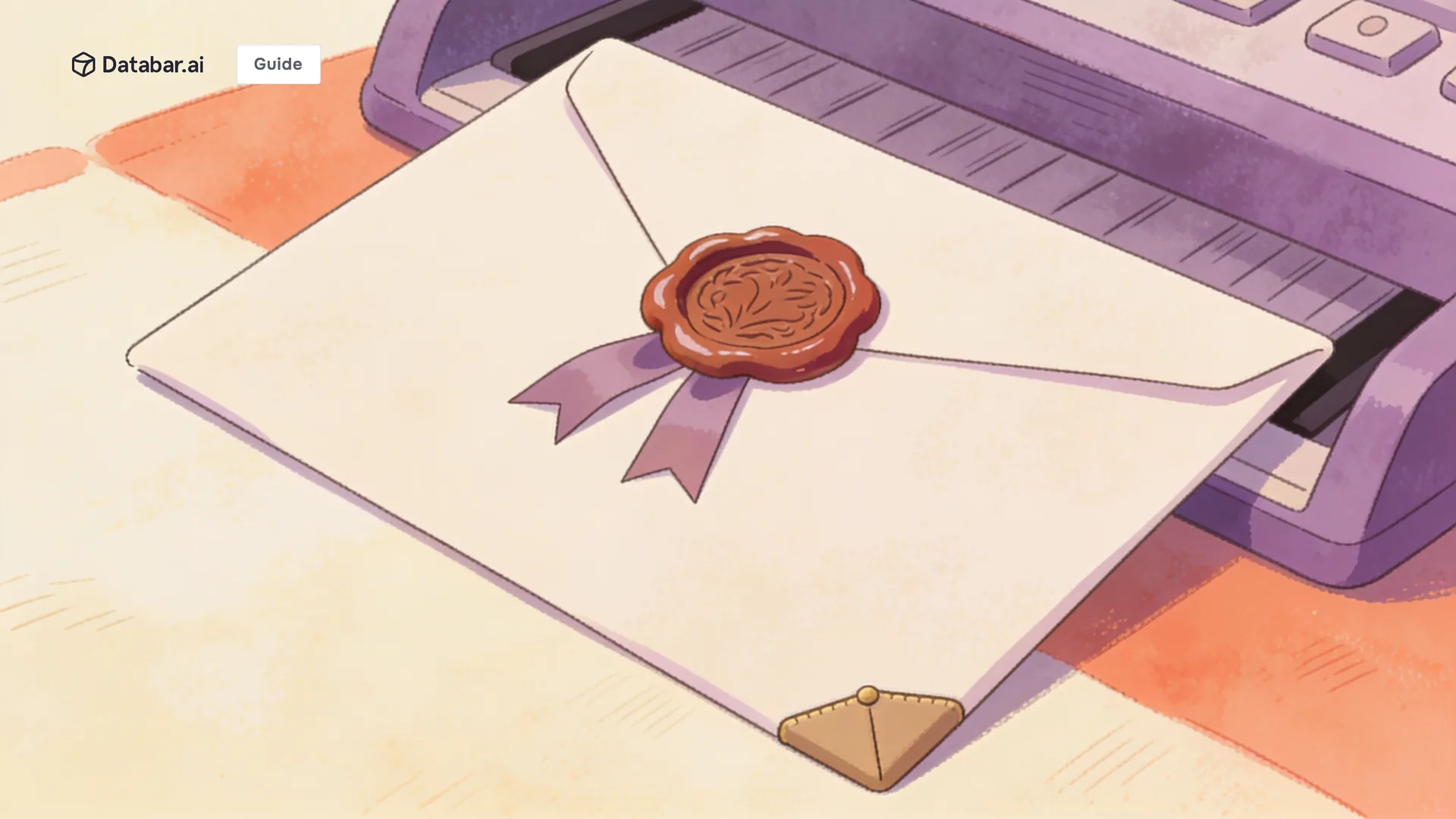Illustration of a plain envelope passing a station and coming away sealed, ribboned and cornered — Email Enrichment for CRM: Verify, Enrich & Validate Contact Data Automatically