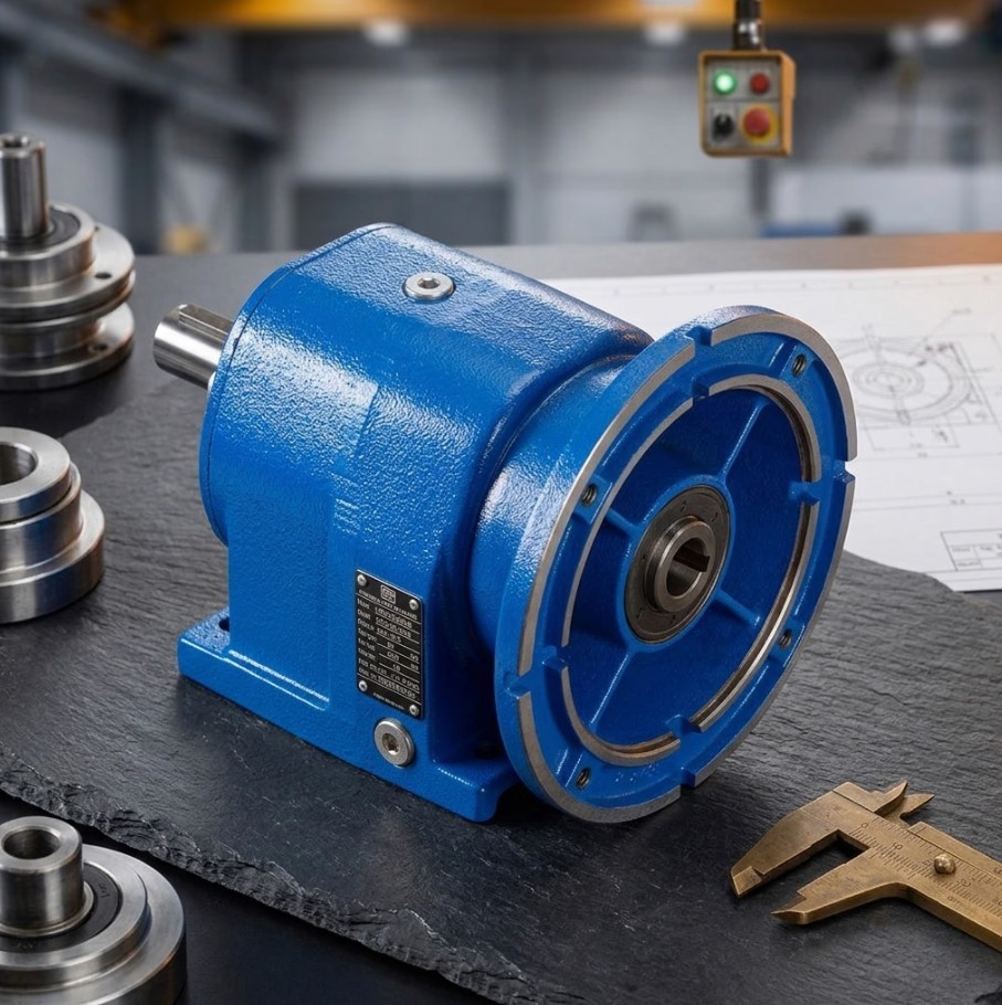 Orange vibration motor with silver end caps and connector cable.
