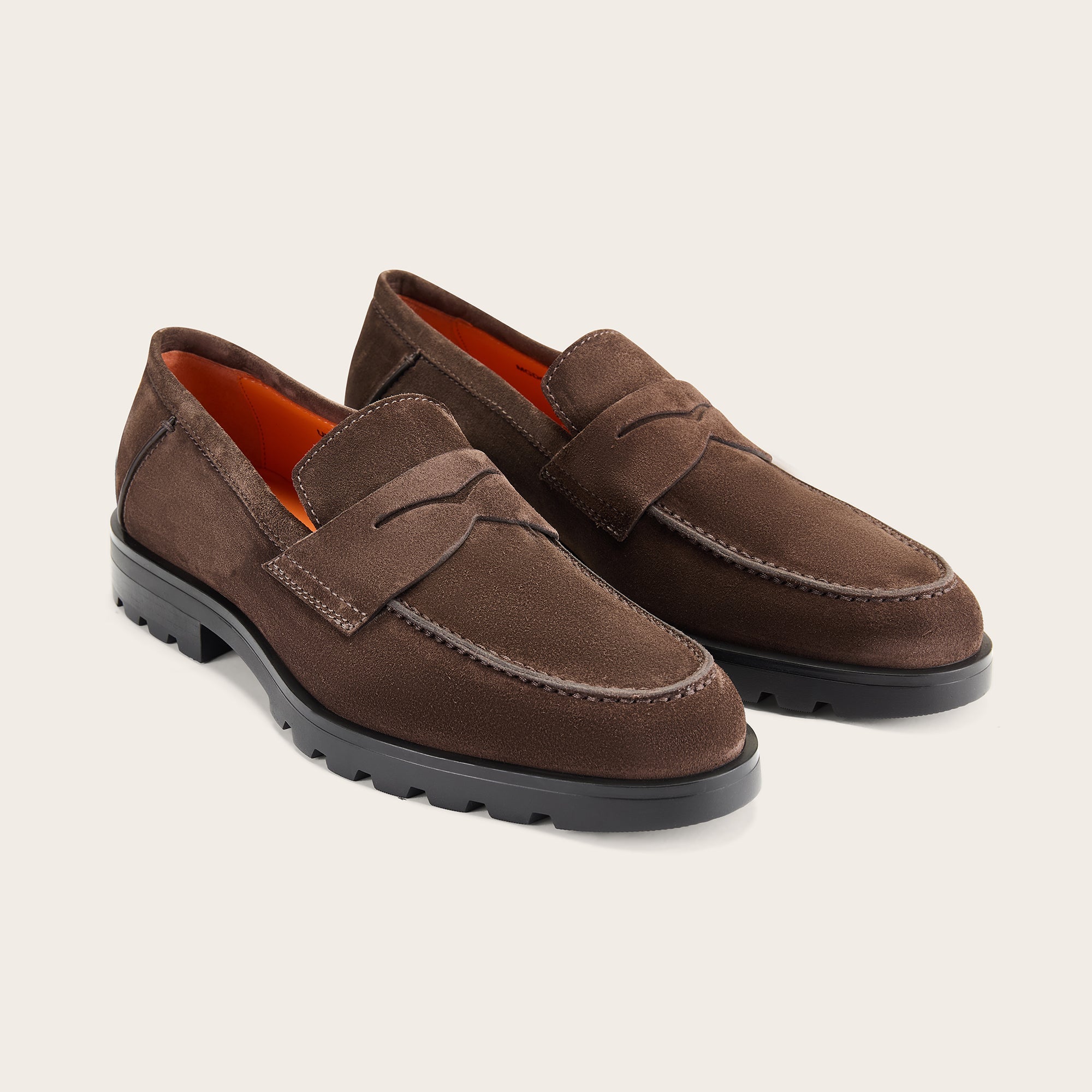 Men's Dark Brown Suede Penny Loafer - Mandelli UK