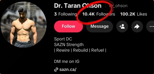 Dr. Taranjit Ohson TikTok profile With POV with 10.4K followers