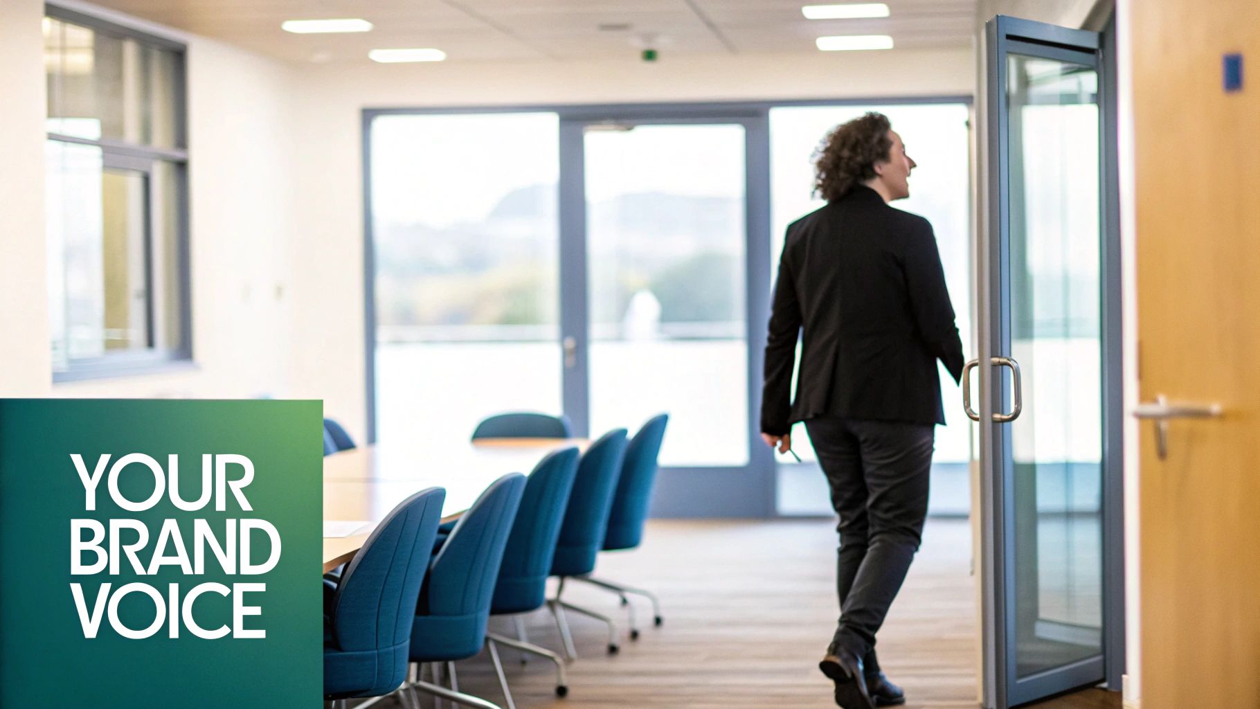 A group of diverse, smiling people collaborating around a table, representing brand personality.