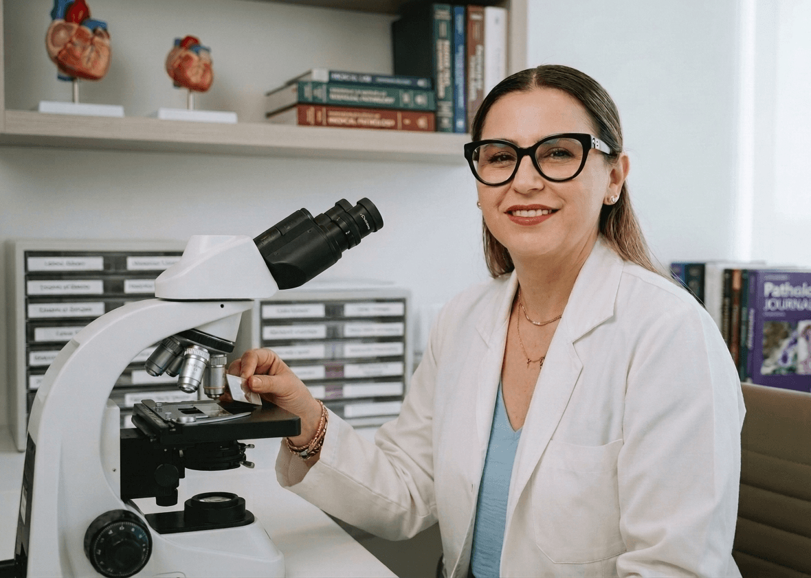 Científica especialista del Centro Especializado en Cirugía y Trasplante Renal San Cosme Aguascalientes con equipamiento de laboratorio