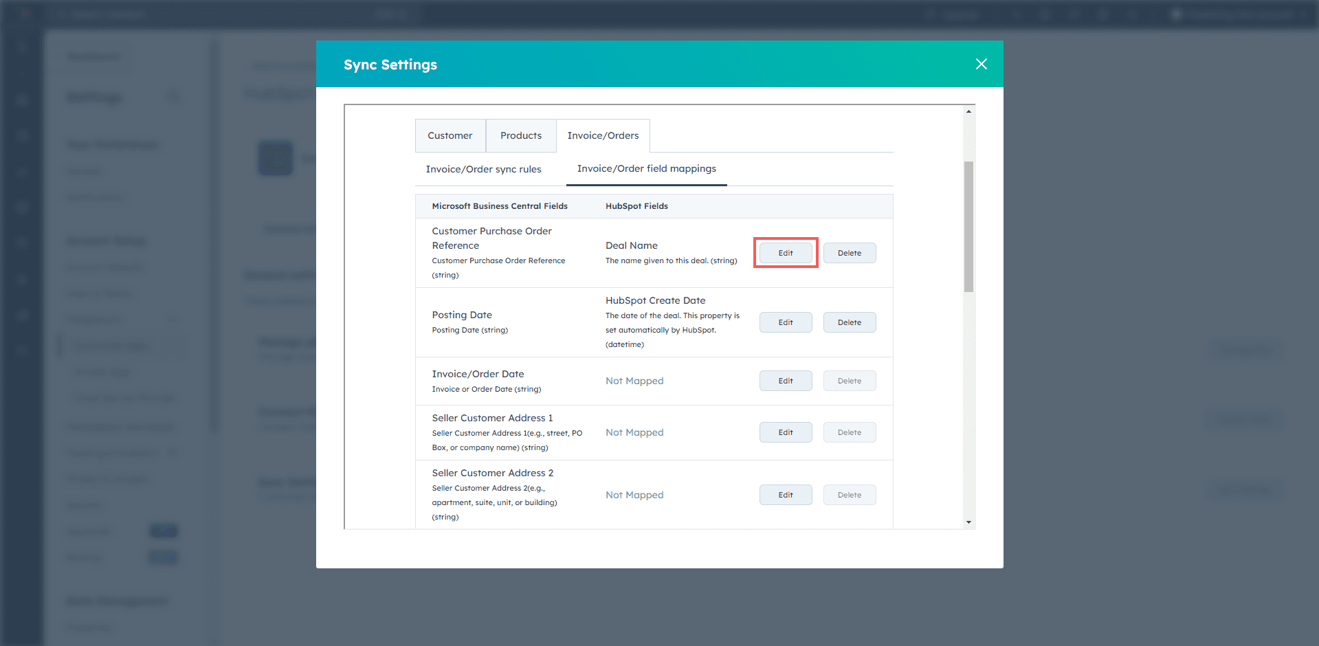 Setting Up Invoice/Order Field Mappings