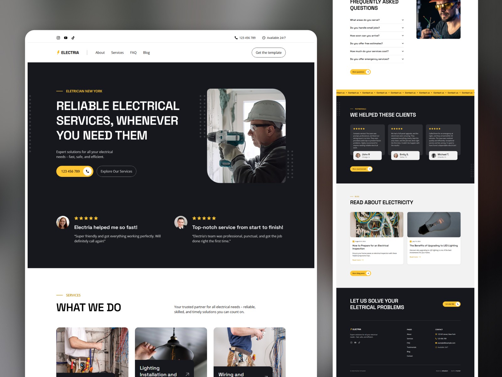 Electria electrician framer template homepage