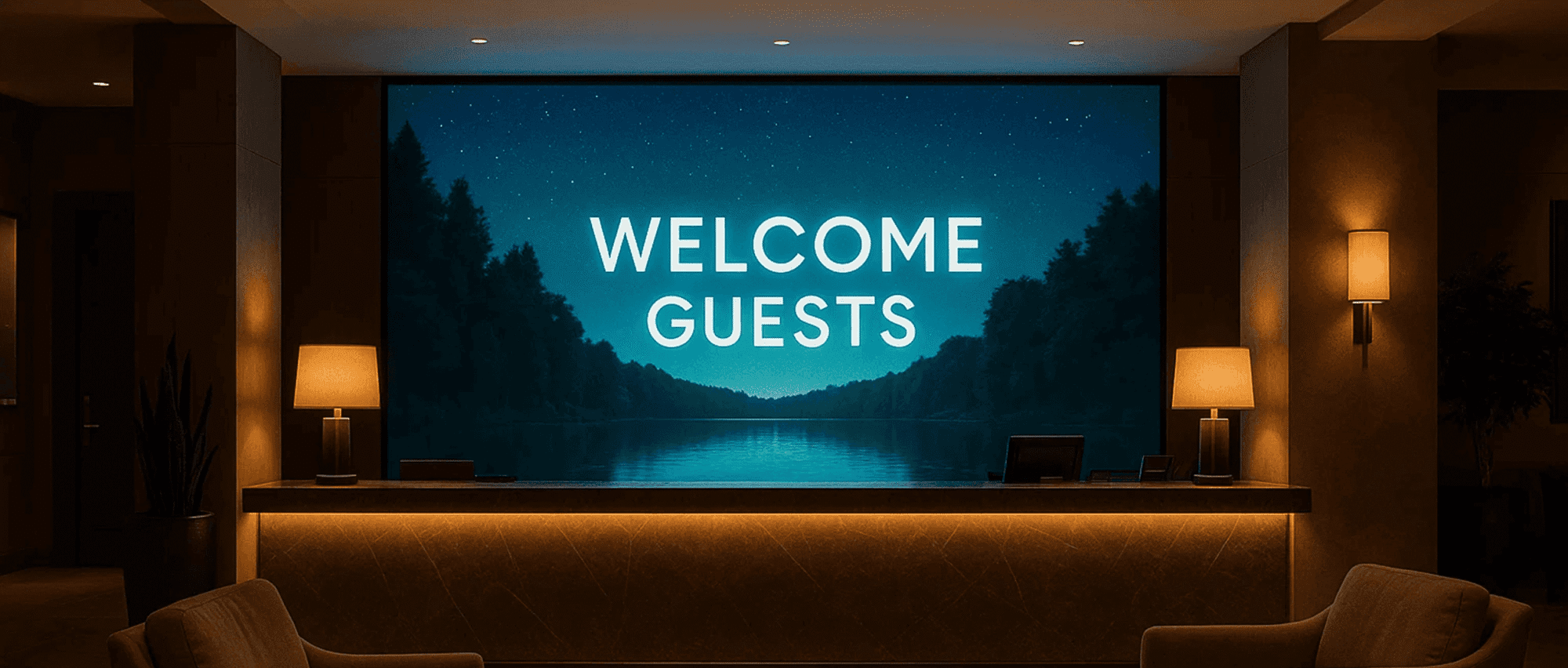 Luxury resort featuring an Everglow LED display for an immersive guest experience