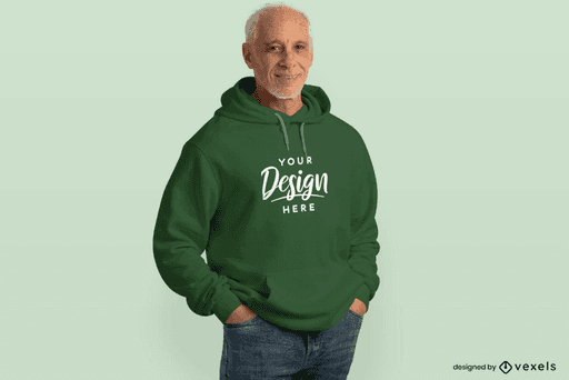 senior man hoodie mockup