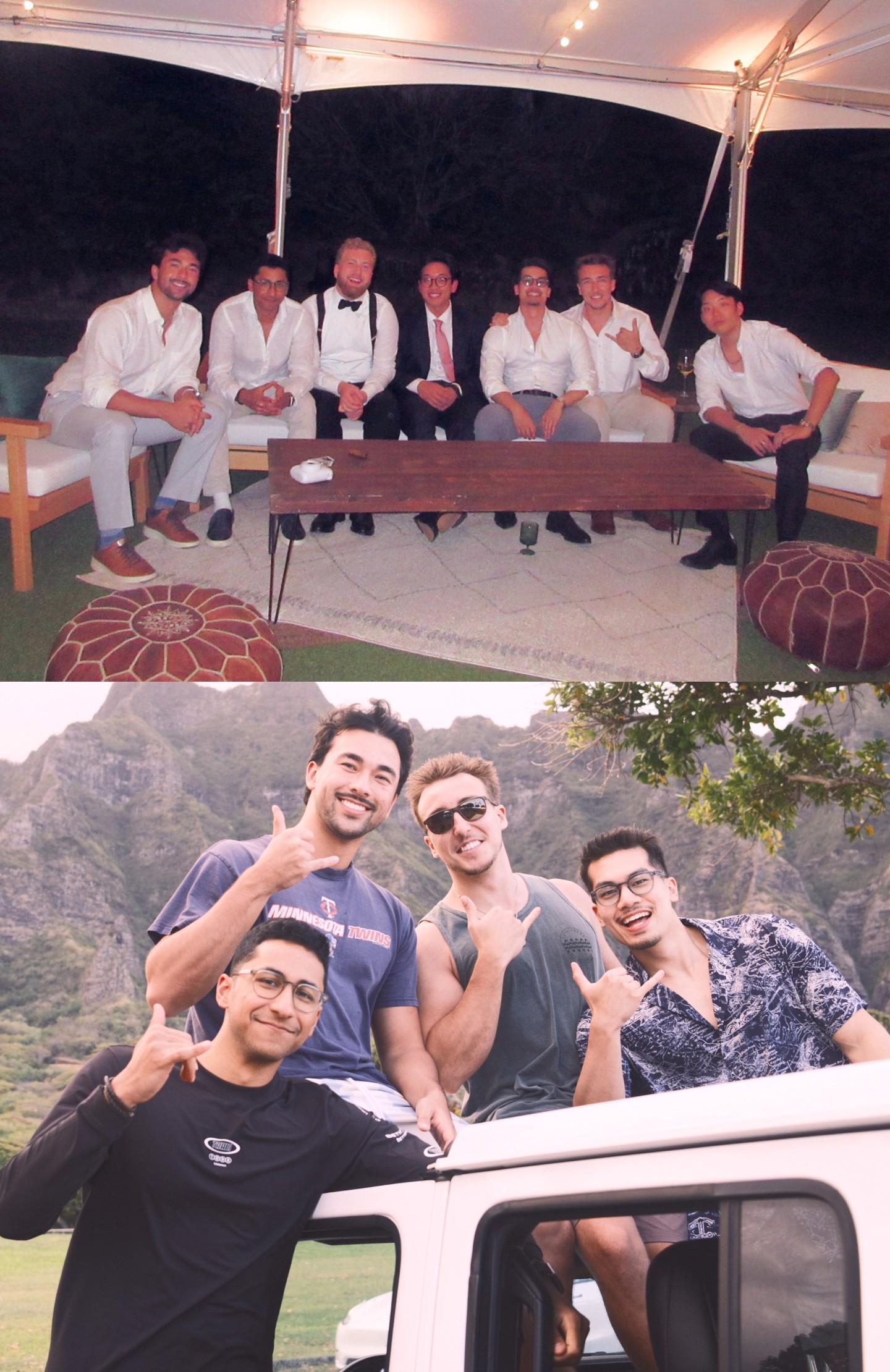 a man that is standing up with headphones on