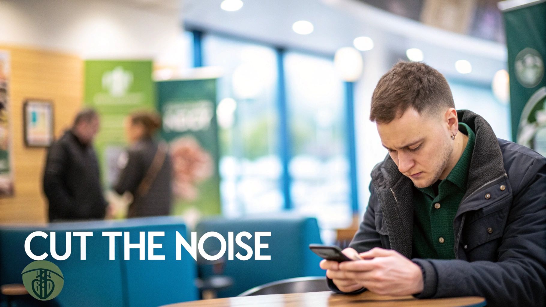 Two people analysing data on a laptop in a modern office setting, representing audience research.