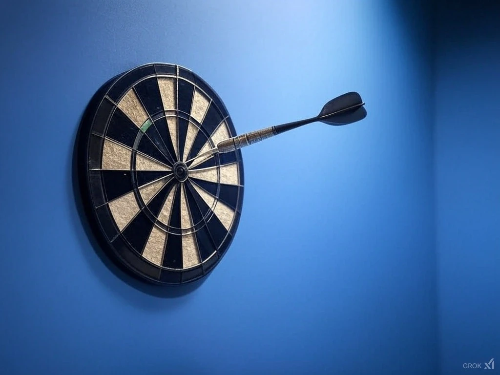 An arrow hitting the target on the wall