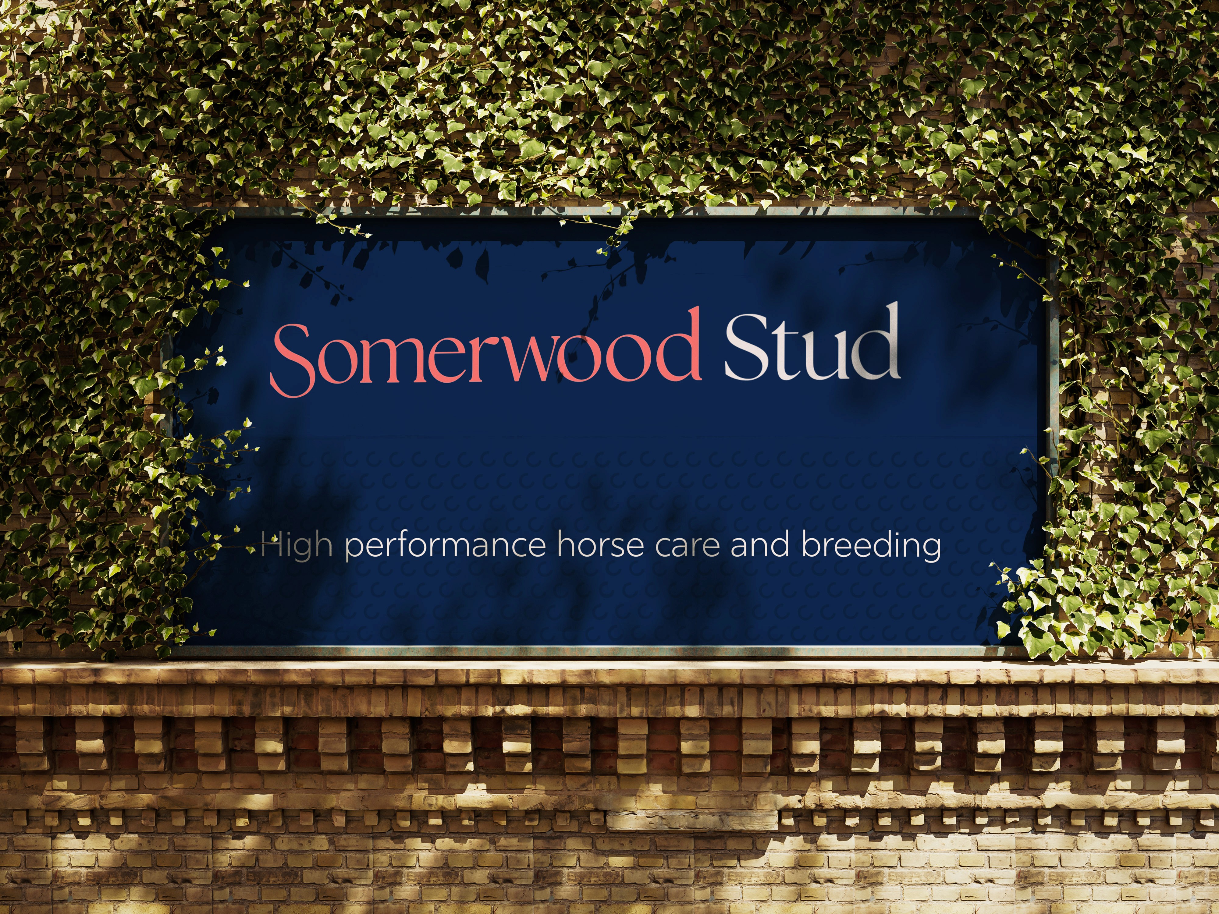 Somerwood Stud signage design with logo design running on blue billboard design