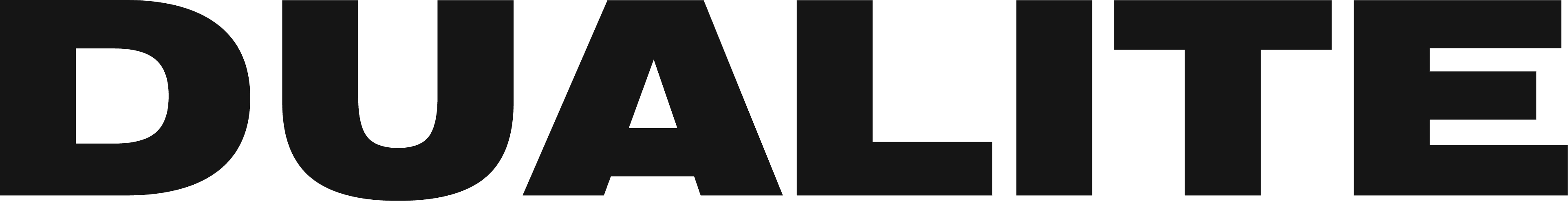 The image displays the word "DUALITE" in bold, black capital letters, designed with a modern, sans-serif typeface against a transparent background.
