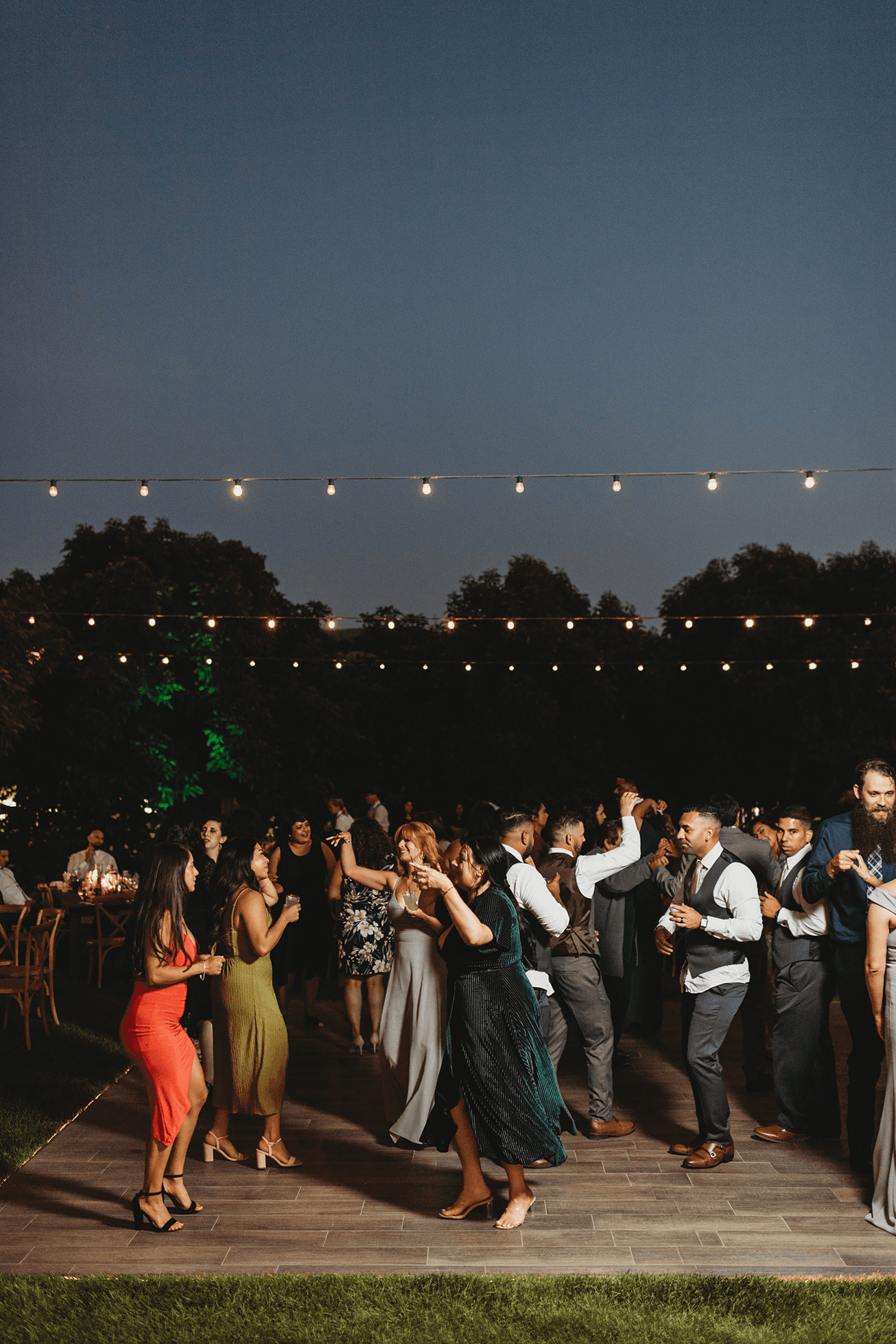 Off-camera flash reception dance floor photo at Gerry Ranch