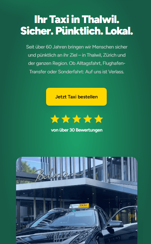 Responsiv Webdesign für Thalwil Taxi