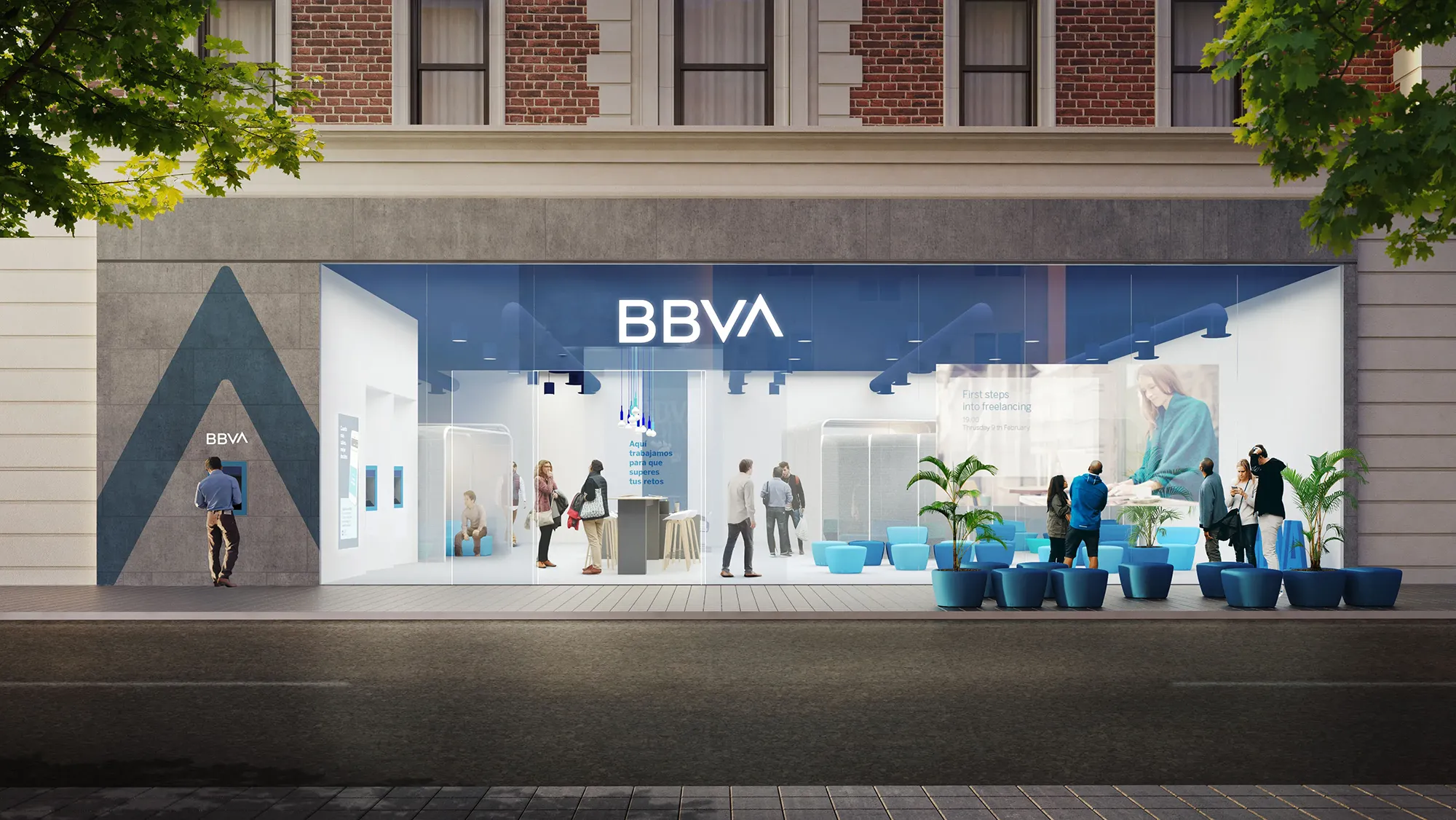 BBVA rebrand main branch Banking MOC85