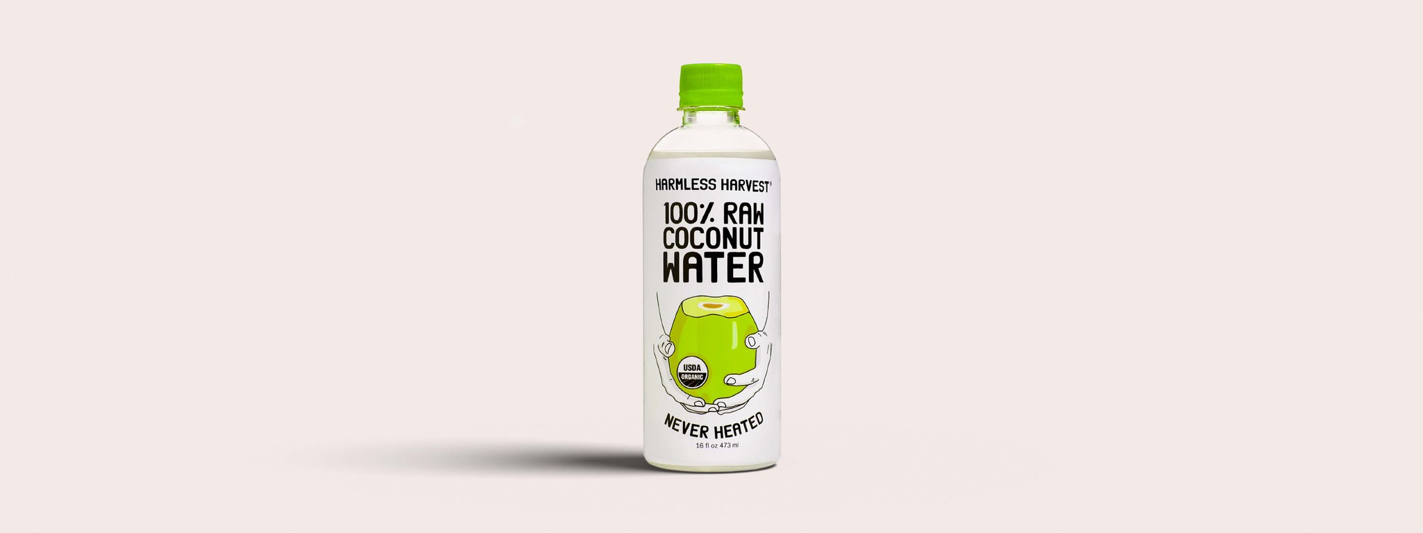 Image of a bottle of Harmless Harvest raw coconut water.