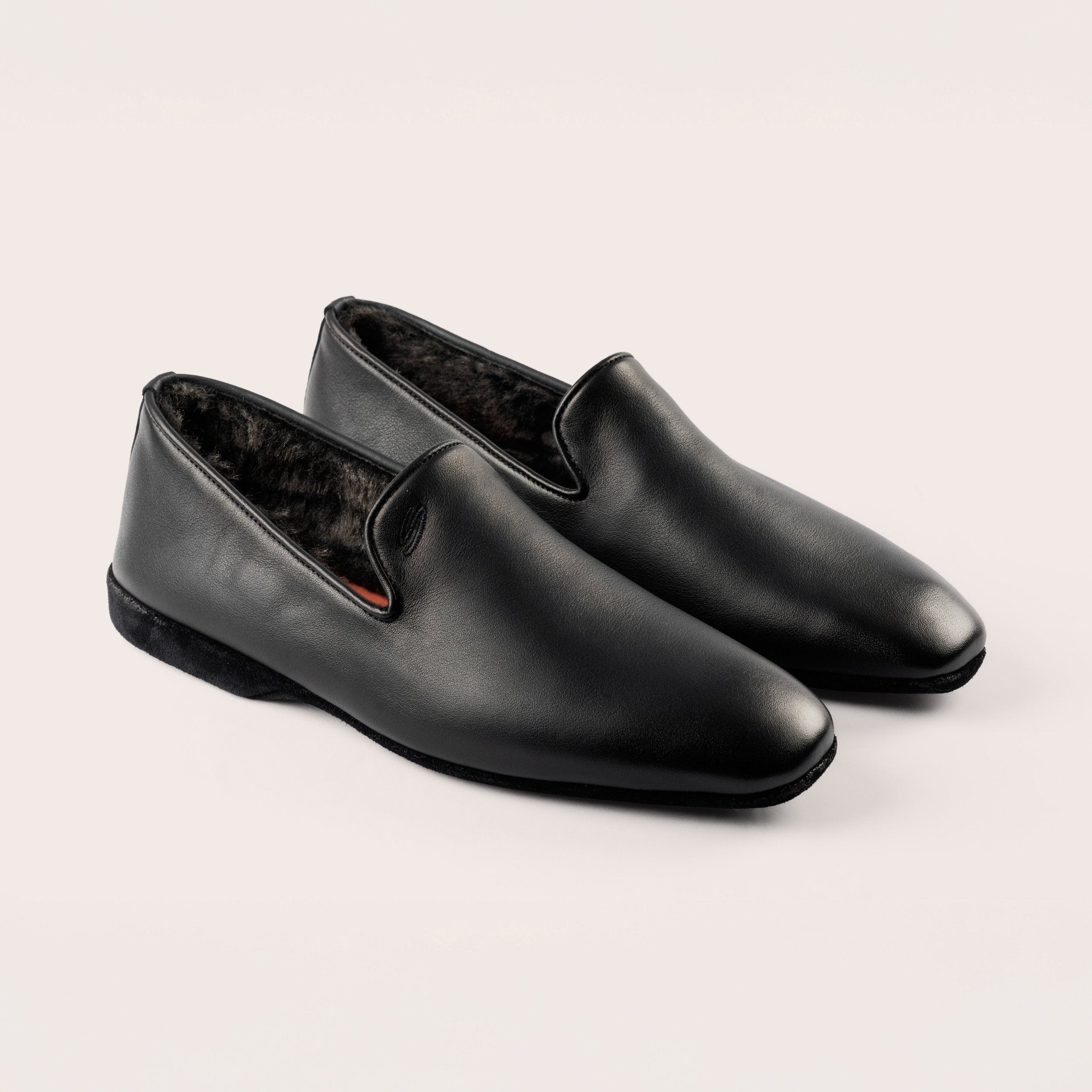 Men's polished blue leather slipper - Mandelli UK