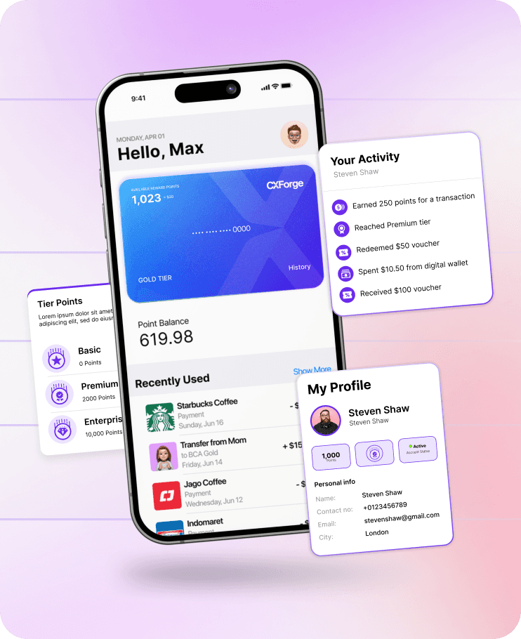Mobile view of the loyalty app 