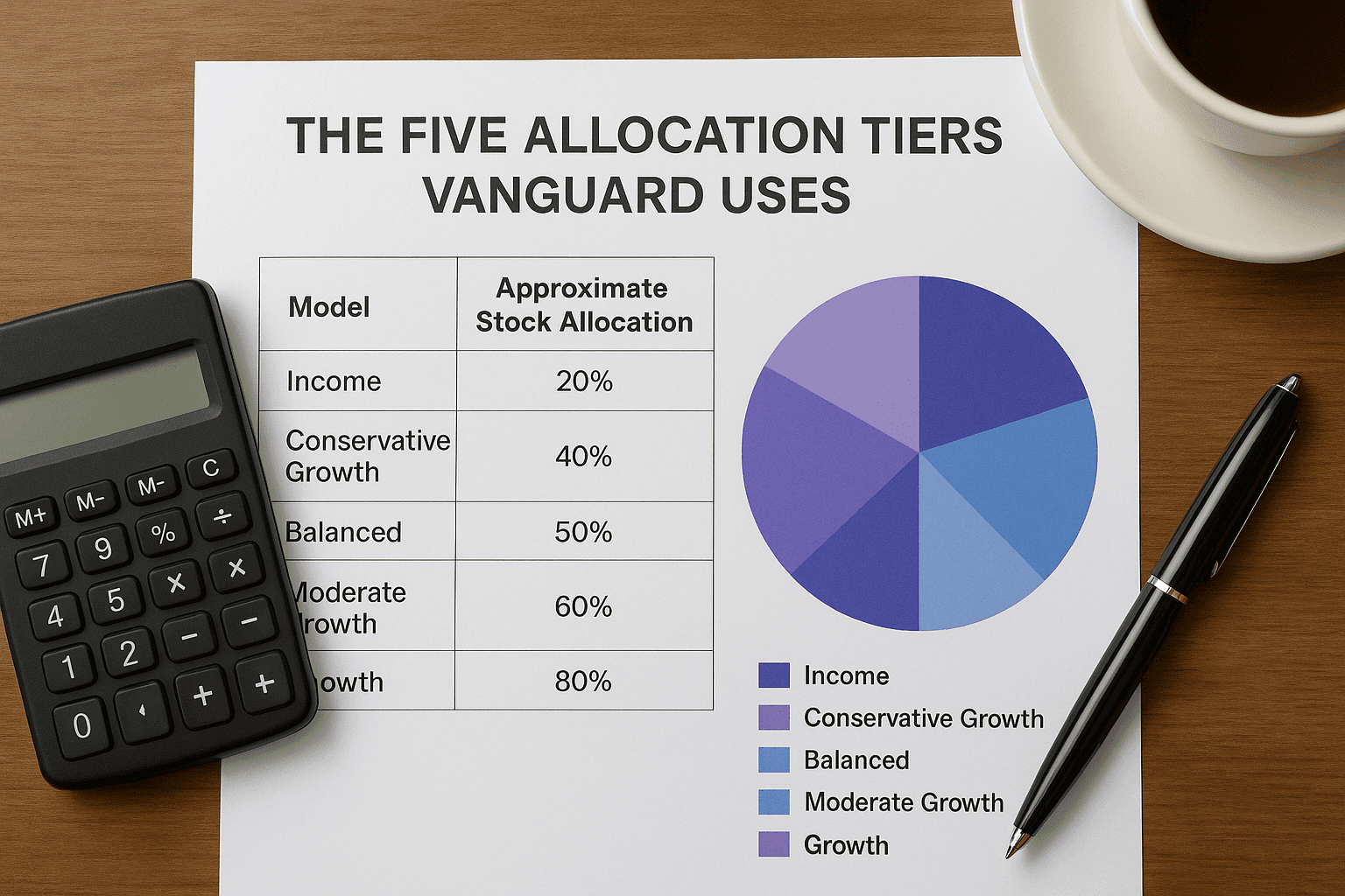 The five allocation tiers Vanguard uses