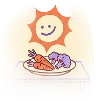 Healthy organic meal illustration for daycare children's nutrition program