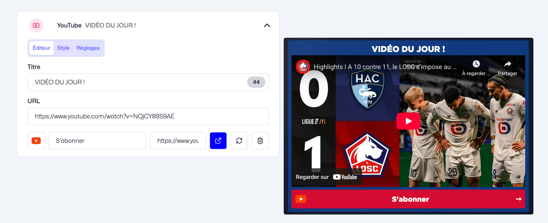 Fanzone block Youtube: Video