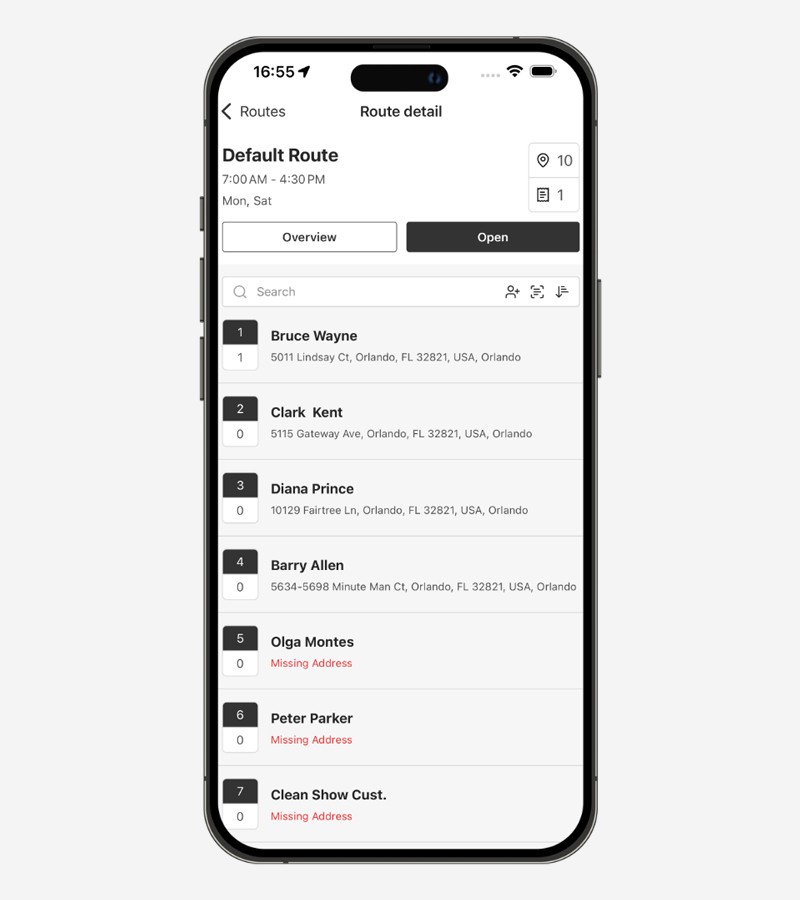 Drivers App Showing Routes Detail