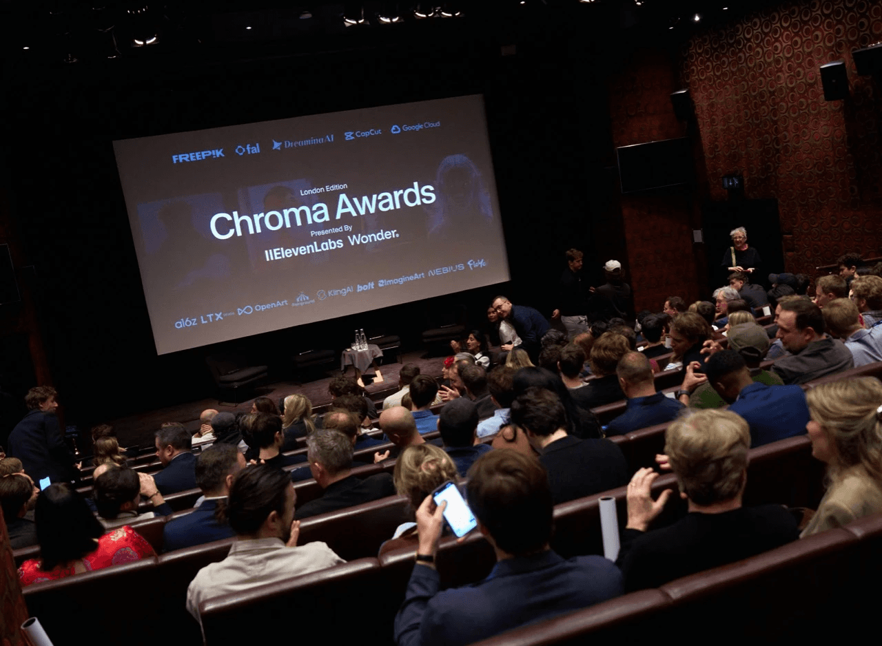 AI films screening on the big screen at the Chroma Awards Season One event