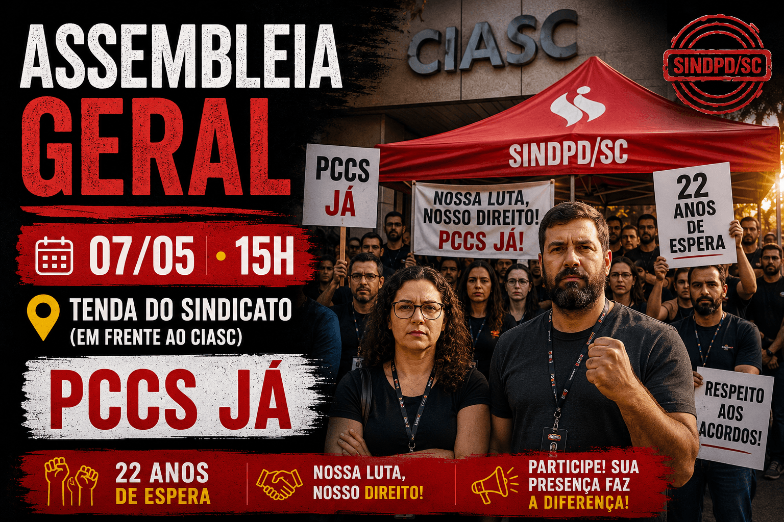 Convocação de Assembleia Geral – Trabalhadoras e Trabalhadores do CIASC