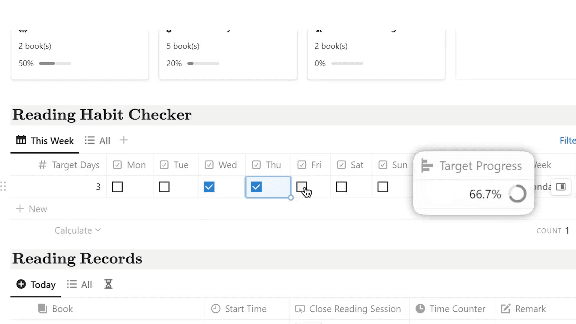 Image showing how to set reading goals in Book Tracker.