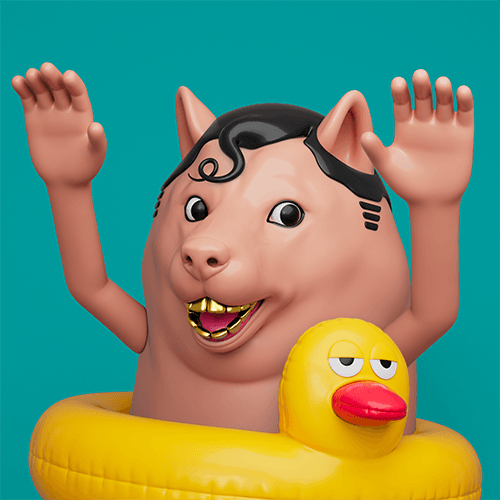 Shiba Inu in floatie gold teeth